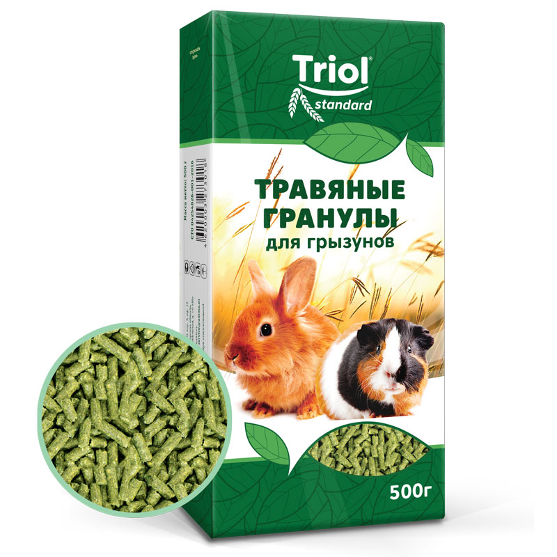Триол Корм Standard Травяные гранулы для грызунов, 500 г, Triol