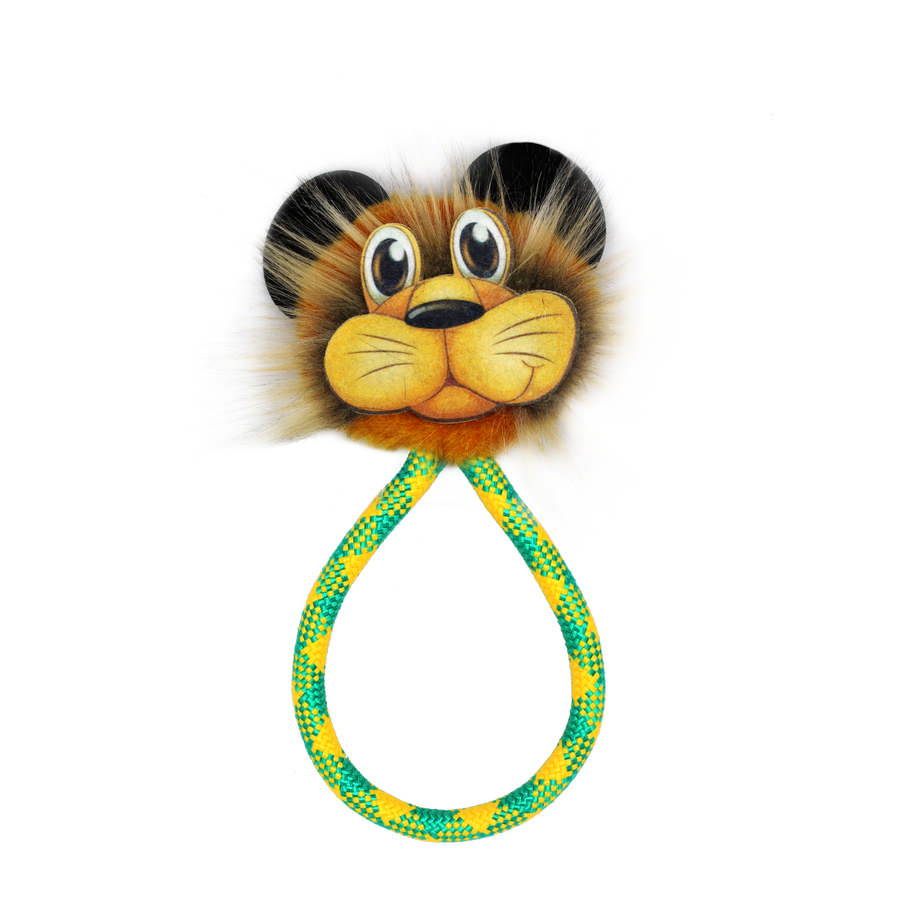 Петто Игрушка-дразнилка Лев на плетеном шнуре с пищалкой для собак, 35*15*5 см, Petto