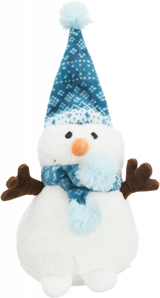 Трикси Игрушки новогодние Снеговик в шапочке с помпоном для собак 20 см, с пищалкой, плюш, в ассортименте, Trixie