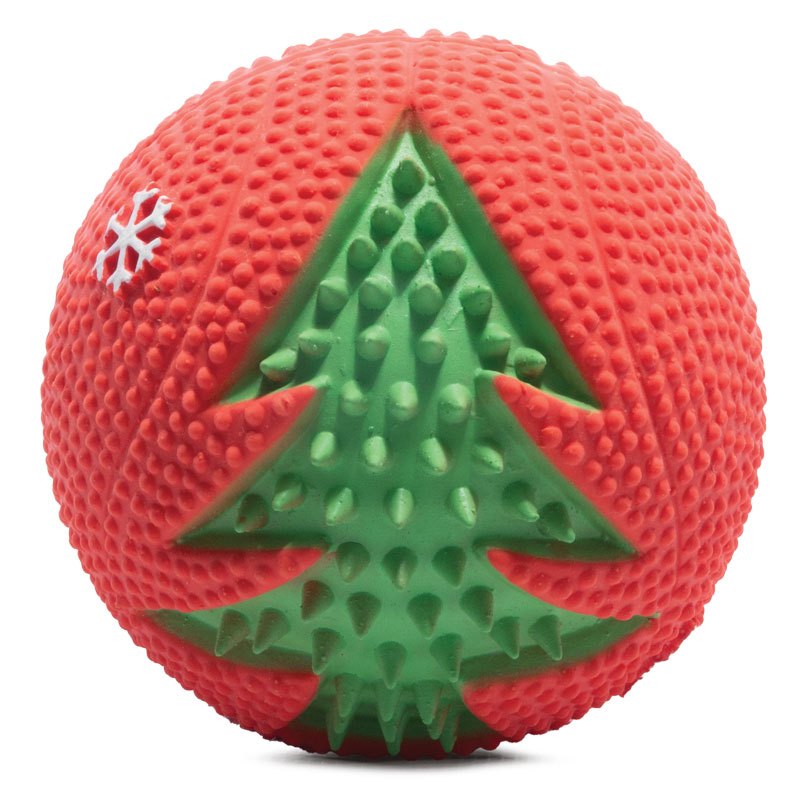 Триол Игрушка новогодняя Мяч с елкой для собак, серия NEW YEAR, латекс, красно-зеленый, в ассортименте, Triol