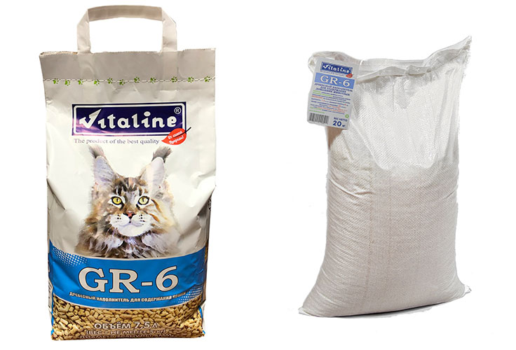 Виталайн Наполнитель древесный гранулированный GR-6 для кошек, в ассортименте, Vitaline