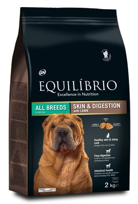 Эквилибрио Корм Adult Skin/Digestion для собак с чувствительным пищеварением, здоровая кожа, Ягненок, в ассортименте, Equilibrio