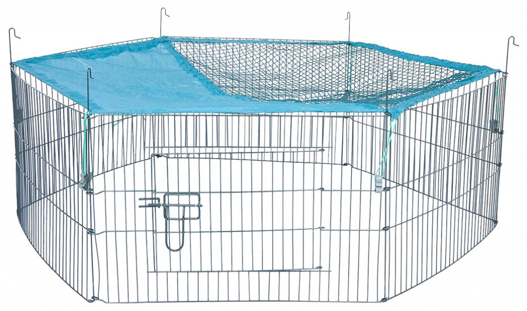 Трикси Загон металлический Outdoor Run для мелких животных с крышей-сеткой (диаметр*высота) 116*38 см, Trixie