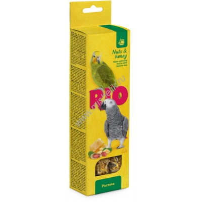 РИО Крекер (палочки на деревянном стержне) для крупных попугаев, 2*90 г, в ассортименте, Rio
