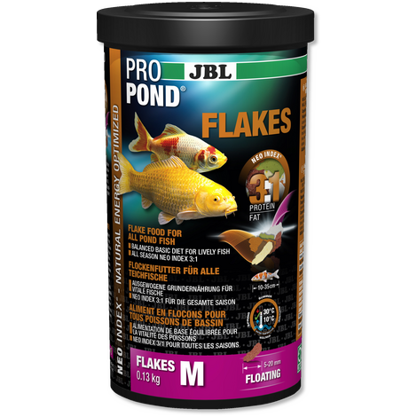 JBL Основной корм ProPond Flakes М для прудовых рыб 10-35 см, хлопья 5-20 мм, в ассортименте