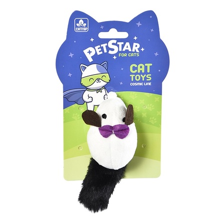 Пэт Стар Игрушка для кошек Мышка с мятой и бантиком, 12 см, плюш, Pet Star
