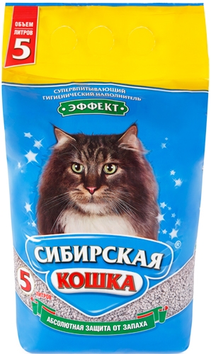 Сибирская Кошка Наполнитель Эффект супервпитывающий для кошачьих туалетов, 5 л / 2,8 кг