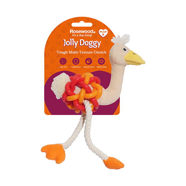 Роузвуд Игрушка для собак Страус бежево-оранжевый серия Jolly Doggy Multi Texture, в ассортименте, Rosewood