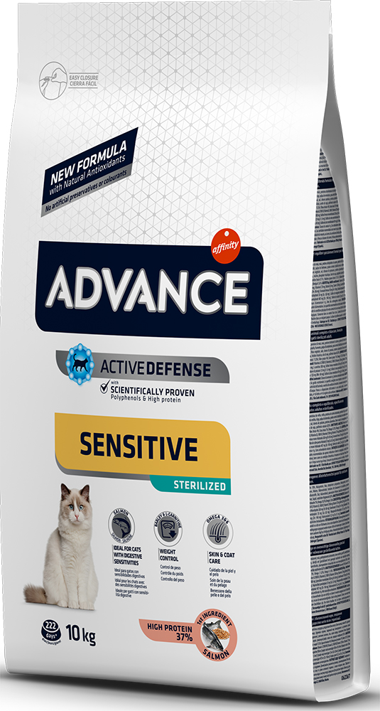 Эдванс Корм Sterilized Sensitive Salmon для кастрированных/стерилизованных кошек, Лосось/Рис, в ассортименте, Advance