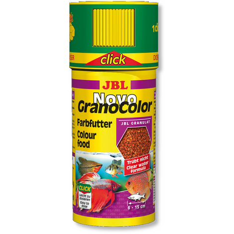 JBL Основной корм NovoGranoColor CLICK для яркого окраса средних и крупных аквариумных рыб, гранулы, 250 мл/118 г 