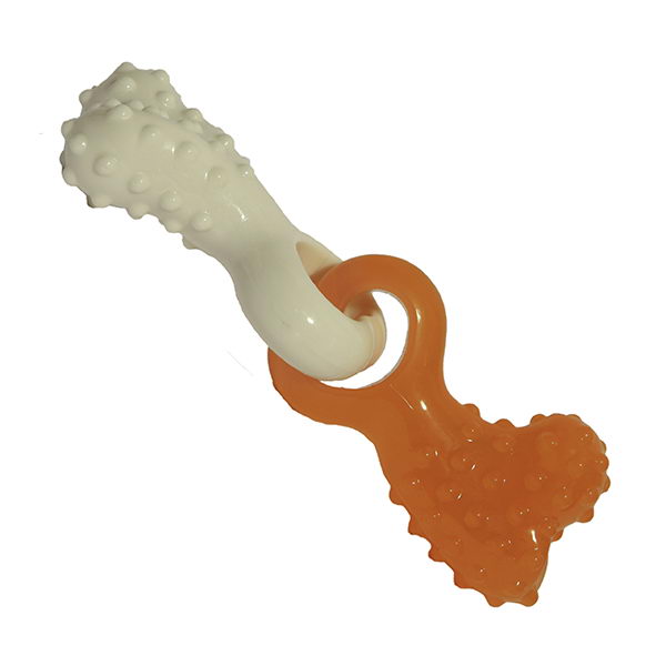 Роузвуд Игрушка для собак Tug Bone серия Tough Pup Кость на сцепке оранжево-бежевая 16*5 см резина ТПР, Rosewood