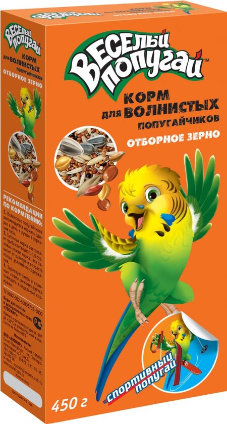 Зоомир Корм Веселый попугай для волнистых попугаев, 450 г, в ассортименте