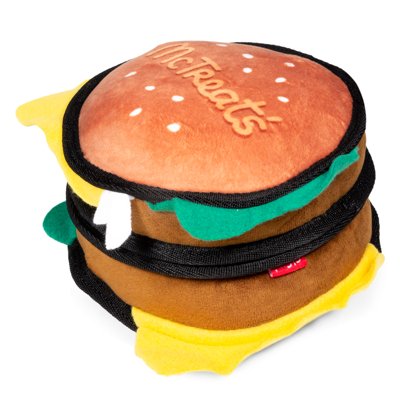 Гигви Игрушка для собак Гамбургер для тритсов, с пищалкой, серия TRICK'O'TREATS, 18 см, GiGwi
