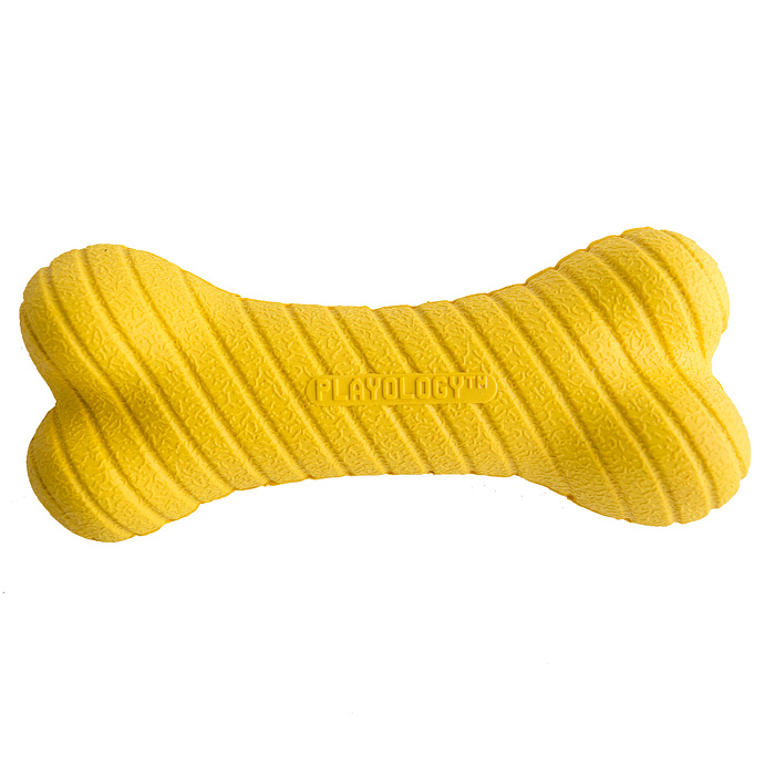 Плейолоджи Игрушка косточка жевательная ароматизированная двухслойная желтая DUAL LAYER BONE для собак, аромат курицы, в ассортименте, резина, Playology