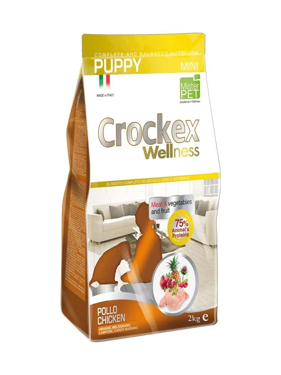 Крокекс Корм Pollo Chicken для щенков мелких пород, Курица/Рис, 2 кг, Crockex Wellness