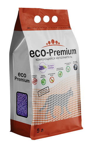ЭКО-Премиум Наполнитель древесный комкующийся Лаванда для кошек, в ассортименте, ECO-Premium