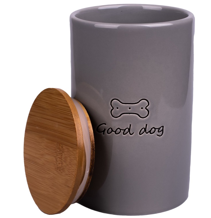 КерамикАрт Емкость для хранения корма и лакомств для собак GOOD DOG 850 мл, серый, KeramikArt