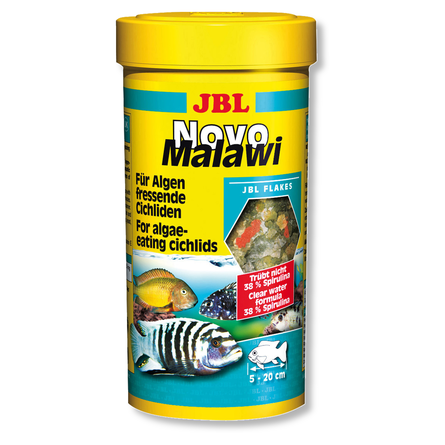 JBL Основной корм премиум-класса NovoMalawi для растительноядных цихлид, хлопья, в ассортименте