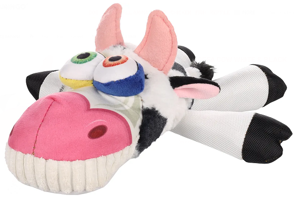 Фламинго Игрушка Корова HOEFA для собак, с пищалкой, 34*32 см, белый, плюш/ткань, Flamingo