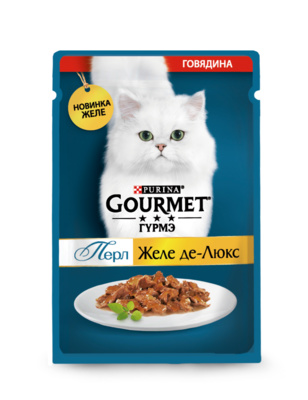 Паучи Gourmet Perle для кошек Желе Де-люкс, 26*85 г, в ассортименте, Gourmet