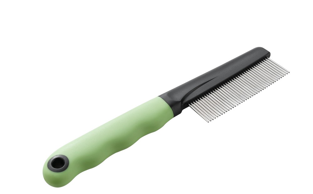 Ферпласт Расческа GRO 5790 с ручкой для кошек, 20 см, зеленый/черный, Ferplast