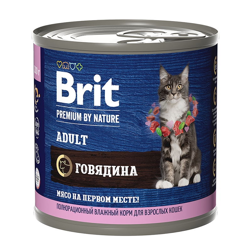 Брит Консервы Premium by Nature Adult для кошек, 6*200 г, в ассортименте, Brit