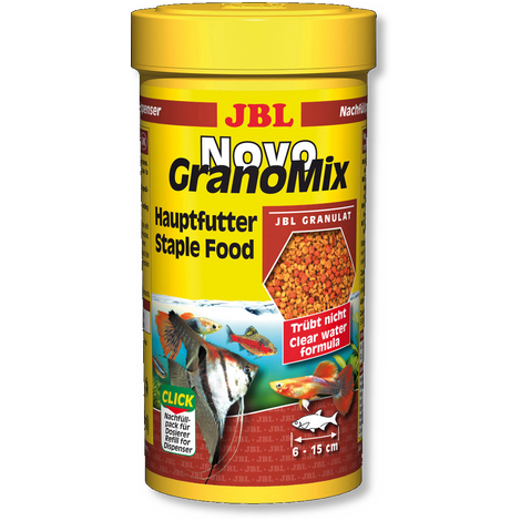 JBL Основной корм NovoGranoMix для средних и больших пресноводных аквариумных рыб, гранулы, 250 мл/ 115 г