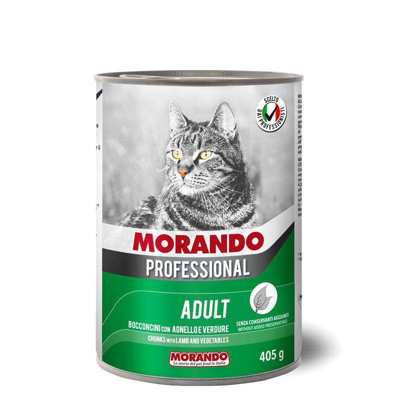 Морандо Консервы Professional для кошек, кусочки, Ягненок/Овощи, 24*405 г, Morando