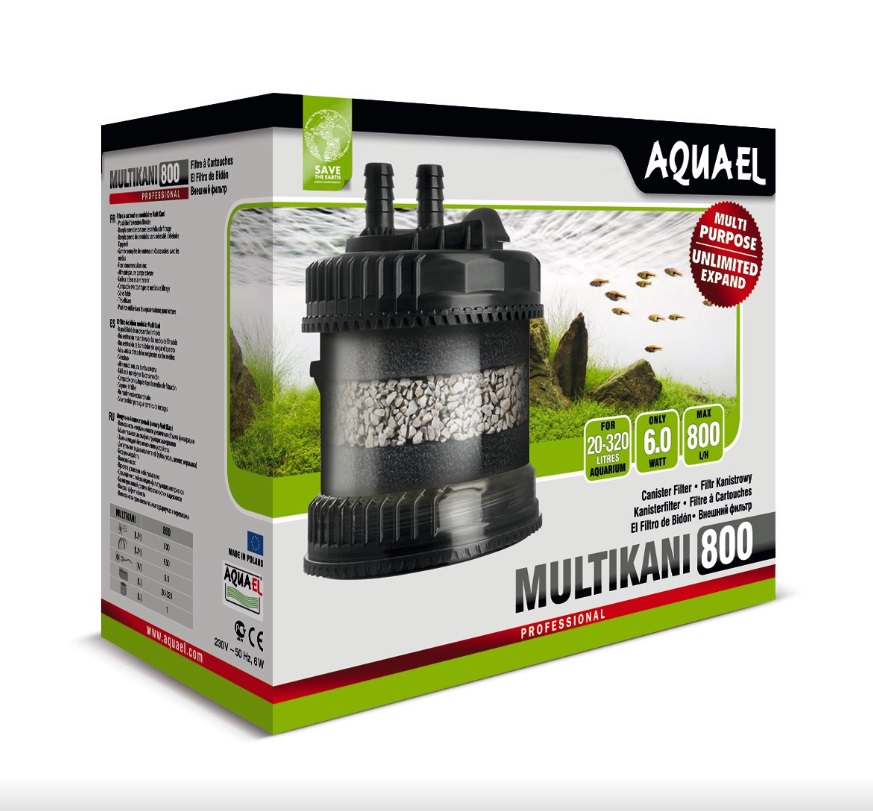 Акваэль Внешний фильтр MULTI KANI 800 для аквариумов, 20-320 л (800 л/ч, 6 Вт) с выносной помпой, Aquael