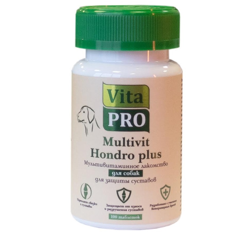 ВИТА ПРО Мультивитаминный комплекс multivit Hondro plus,для собак, для защиты суставов, 100 таблеток, Vita Pro