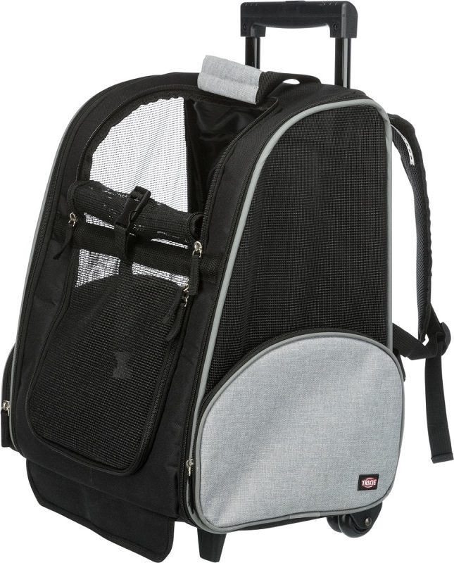 Трикси Транспортная сумка-рюкзак на колесах, 32*25*45, чёрный/серый, Trixie