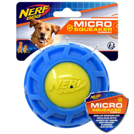 Нёрф Игрушка Мяч рифленый из термопластичной резины для собак, 10 см, синий/зеленый, Nerf