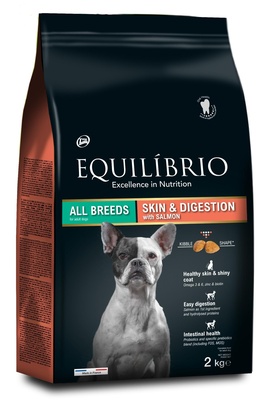 Эквилибрио Корм Adult Skin/Digestion для собак с чувствительным пищеварением, здоровая кожа, Лосось, в ассортименте, Equilibrio