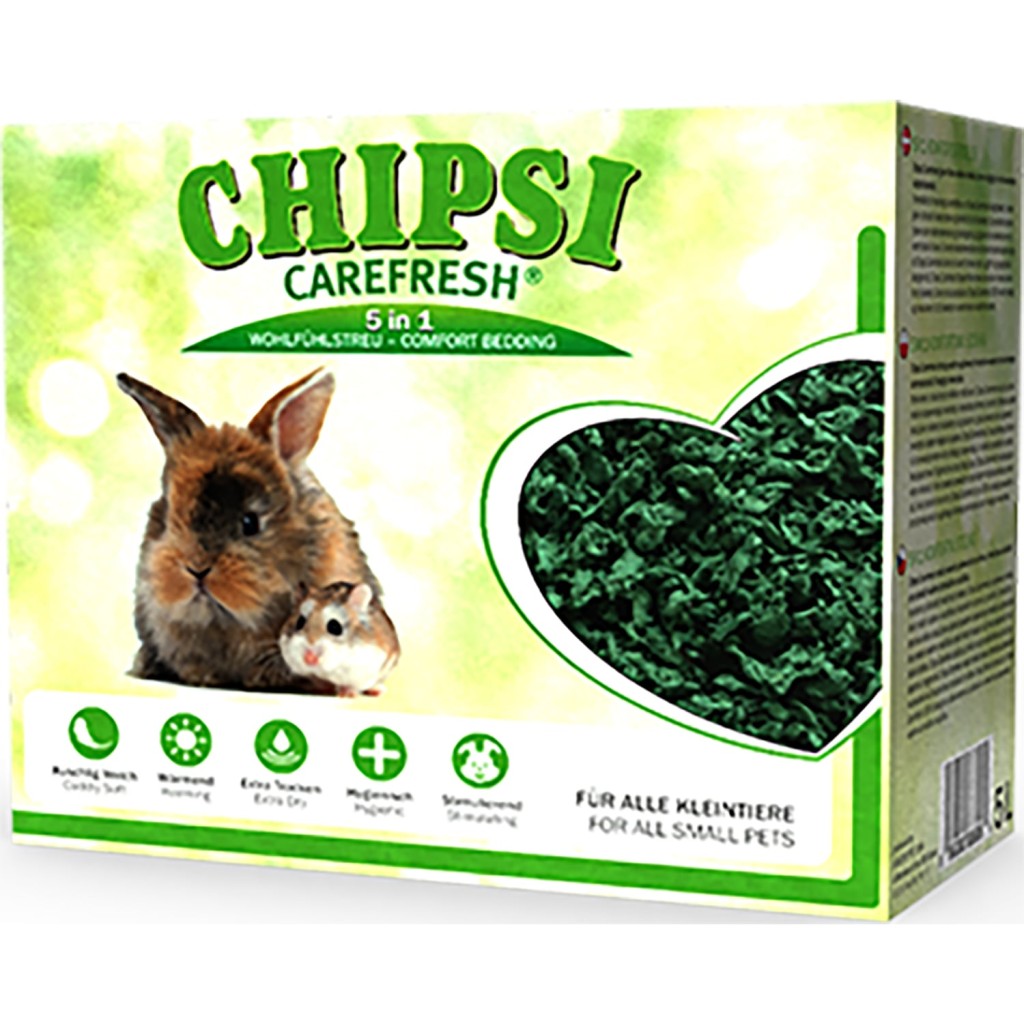 Карефреш Наполнитель бумажный зеленый Forest Green Chipsi для мелких животных, рептилий и птиц, в ассортименте, Carefresh