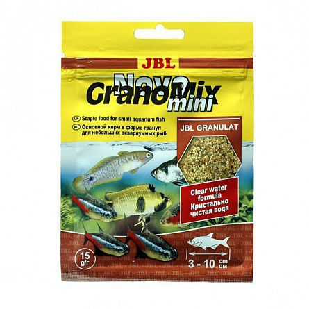 JBL Основной корм NovoGranoMix mini для мелких пресноводных аквариумных рыб, гранулы, в ассортименте