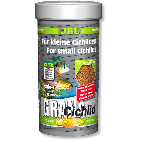 JBL Основной корм премиум-класса GranaCichlid для хищных цихлид, гранулы, 250мл/110г