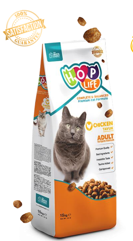 Хоп Лайф Корм Adult премиум-класса для кошек, Курица, 15 кг, Hop Life