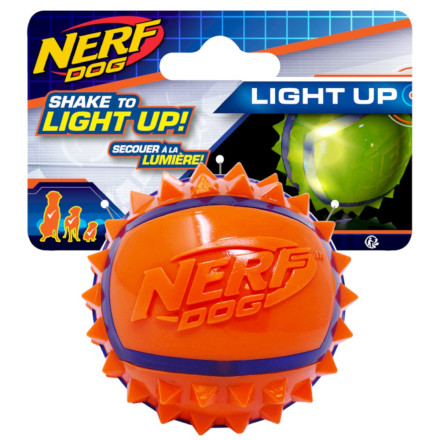 Нёрф Игрушка Мяч с шипами светящийся для собак, 6 см, синий/оранжевый, Nerf