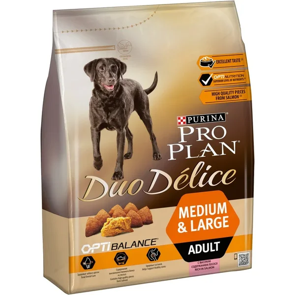 Корм Про План Duo Delice для собак средних и крупных пород, Лосось/Рис, в ассортименте, Pro Plan