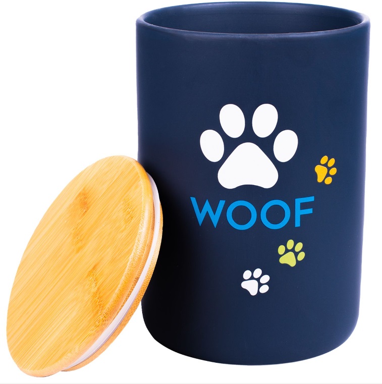КерамикАрт Емкость для хранения корма и лакомств для собак WOOF 1,9 л, черный, KeramikArt