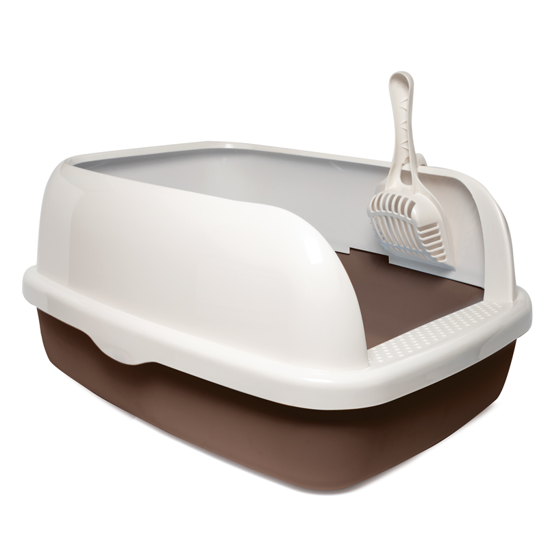 Триол Туалет-лоток Титан с высокими бортиками и совком, серия HYGIENE, 52*40*25 см, кофейный, Triol