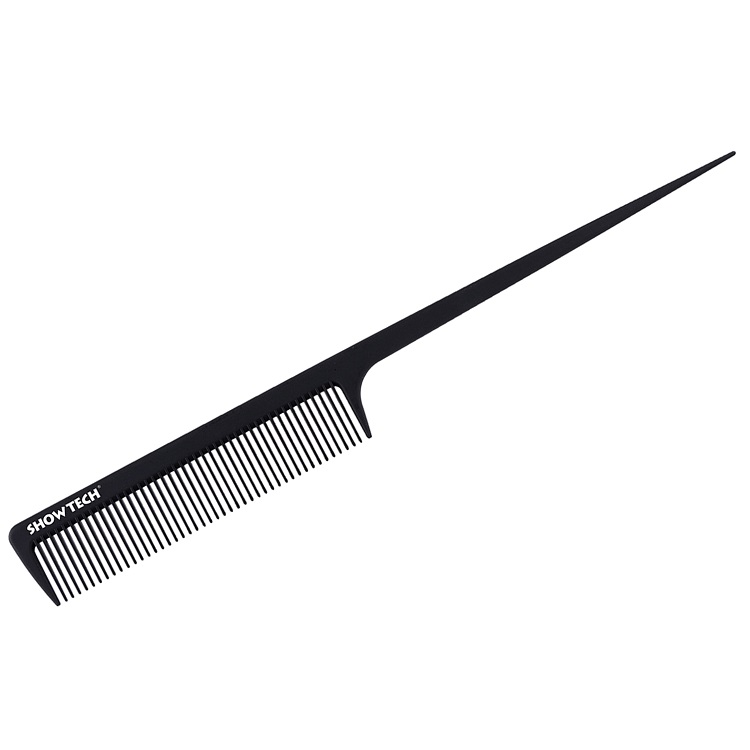 ШоуТеч Расческа Antistatic Carbon Needle Comb со спицей, длина 22 см, черный, ShowTech