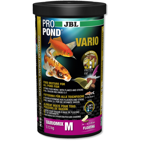 JBL Основной корм ProPond Vario М для прудовых рыб 10-35 см, палочки/хлопья 5-20 мм, в ассортименте