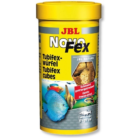 JBL Дополнительный корм NovoFex из трубочника для для аквариумных рыб и черепах, кубики, в ассортименте