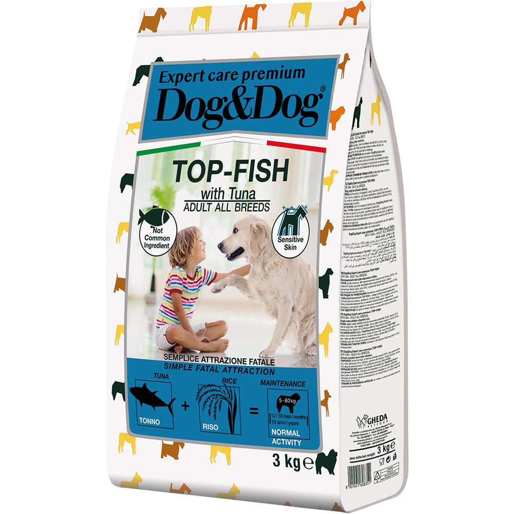 Дог Дог Эксперт Корм Premium Adult Top-Fish для собак, Тунец, в ассортименте, Dog&Dog Expert