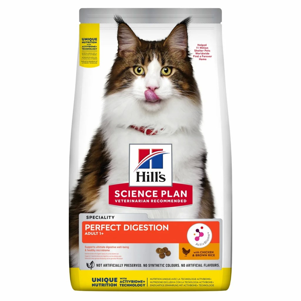 Корм Хиллс Science Plan Perfect Digestion для кошек для поддержания баланса пищеварения, Курица/Коричневый рис, в ассортименте, Hills