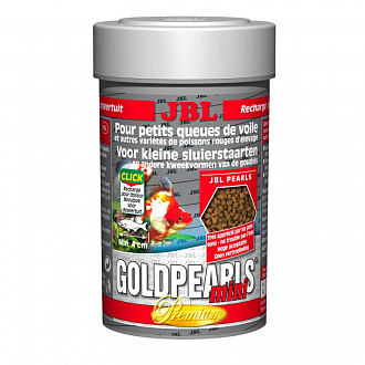 JBL Основной корм премиум-класса GoldPearls mini для золотых рыбок, гранулы, 100 мл/56 г