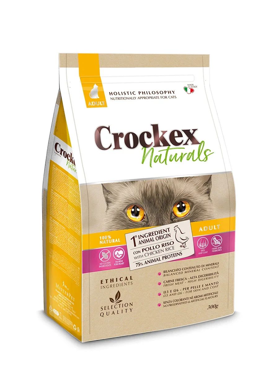 Крокекс Корм для кошек, Курица/Рис, в ассортименте, Crockex Naturals