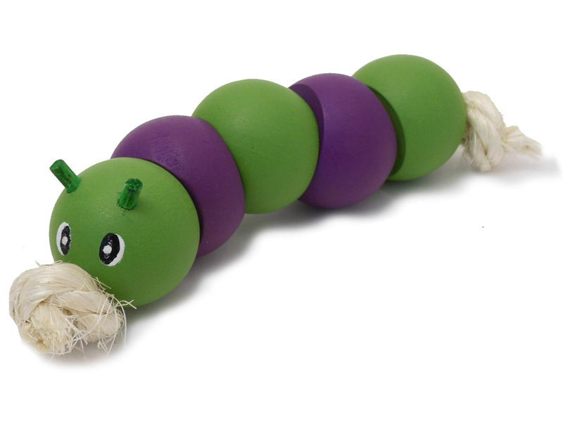 Роузвуд Игрушка для грызунов Гусеница деревянная, зелёно-фиолетовая, 6 см, Rosewood