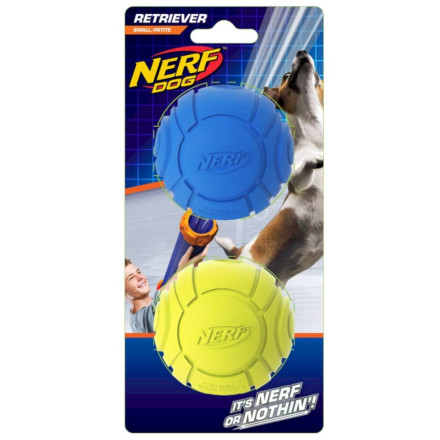Нёрф Игрушка Мяч резиновый пищащий для собак, 6 см, 2 шт/уп., синий/зеленый, Nerf